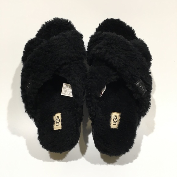 UGG Fuzz Sugar Cross Slide Women’s Sandals -Black -US 8 -NEW - Picture 6 of 8